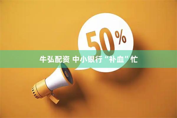 牛弘配资 中小银行“补血”忙