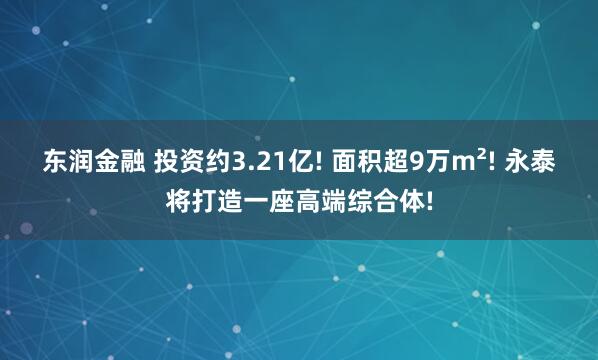 东润金融 投资约3.21亿! 面积超9万m²! 永泰将打造一座高端综合体!
